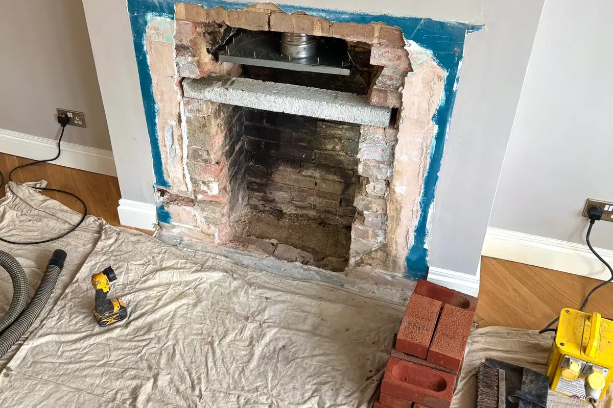 Chimney lining and fireplace opening modification in Canterbury by Allchimneys Kent
